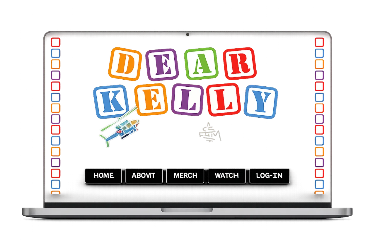 Dear Kelly streaming site shown on a laptop